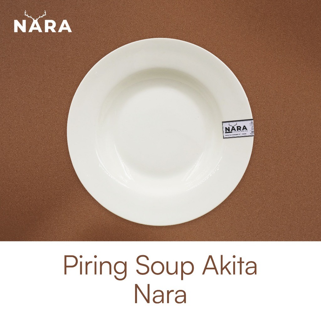 NARA Akita Ceramic Soup Plate 20 23 cm White Ceramic Deep Plate Soup Plate - CSA-0890