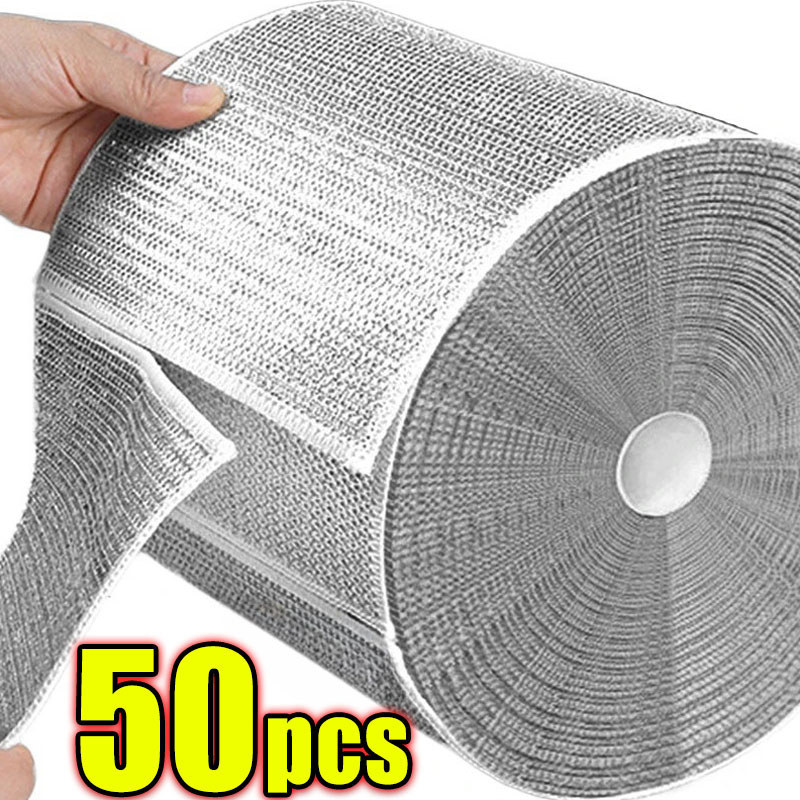 Metal Steel Wire Rags Cloth Home Kitchen Pot Pan Dishwashing Double-sided Dishcloth Cleaning Cloths 