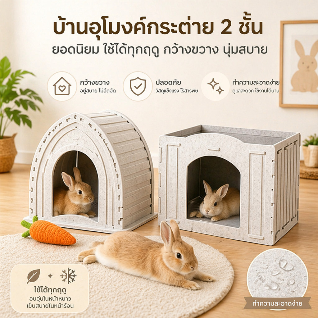 อุโมงค์กระต่าย ไม้ ของเล่นกระต่าย บ้านกระต่าย ติดตั้งง่าย ทนต่อการสึกหรอและทนต่อแทะ ฟังก์ชั่นหลากหลาย