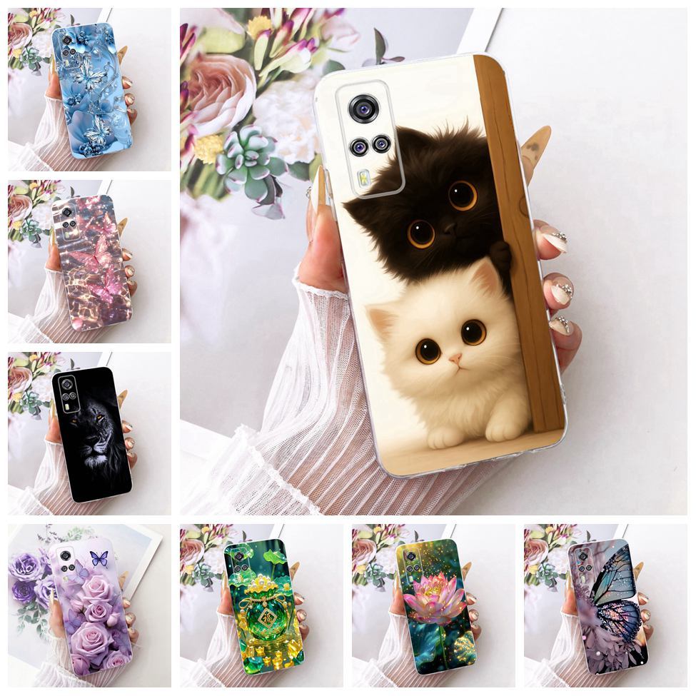 ClearสําหรับVivo Y31 2021 กรณีV2036 ความงามน่ารักการ์ตูนแฟชั่นผีเสื้อตลกทาสีปกหลังสําหรับVivoY31 2021 ปลอก