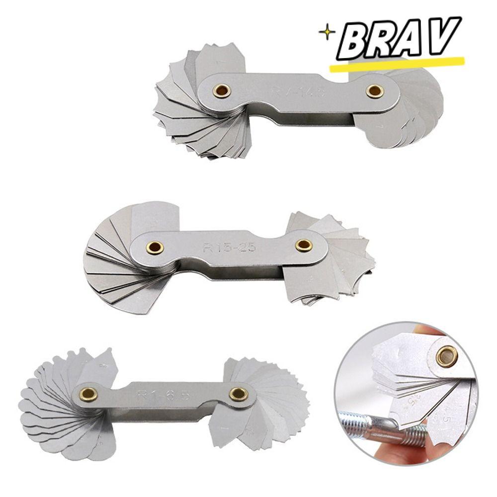 BRAV 16 ชิ้น/เซ็ต Radius Gauge Radius Fillet Gauge สแตนเลส Arc เครื่องมือวัดตัวอย่าง R Gauge