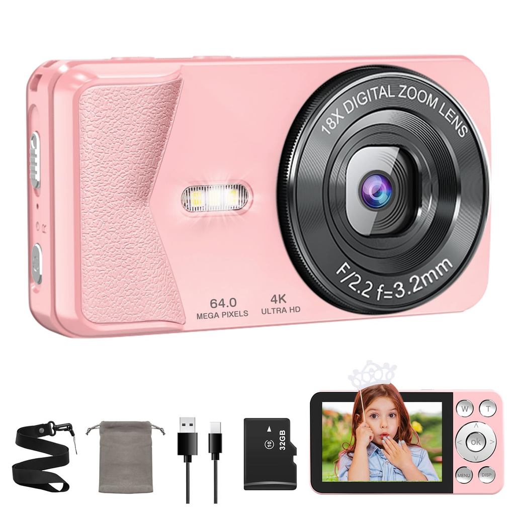 4K Compact Digital Camera with Selfie Function and Smartphone Connectivity