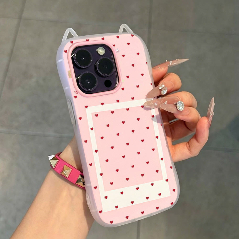 เคสเจลลี่ 2-in-1 เคสไอโฟน iPhone 11 13 15 14 12 16 17 Pro Max Love ดีไซน์แมว 3 มิติ กันกระแทก พร้อมผ