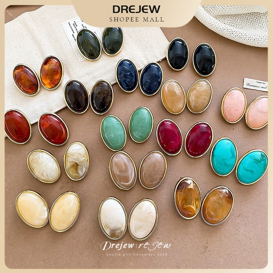 DREJEW حلق بيضاوي بالريزن وإطار ذهبي — ستايل فينتج
