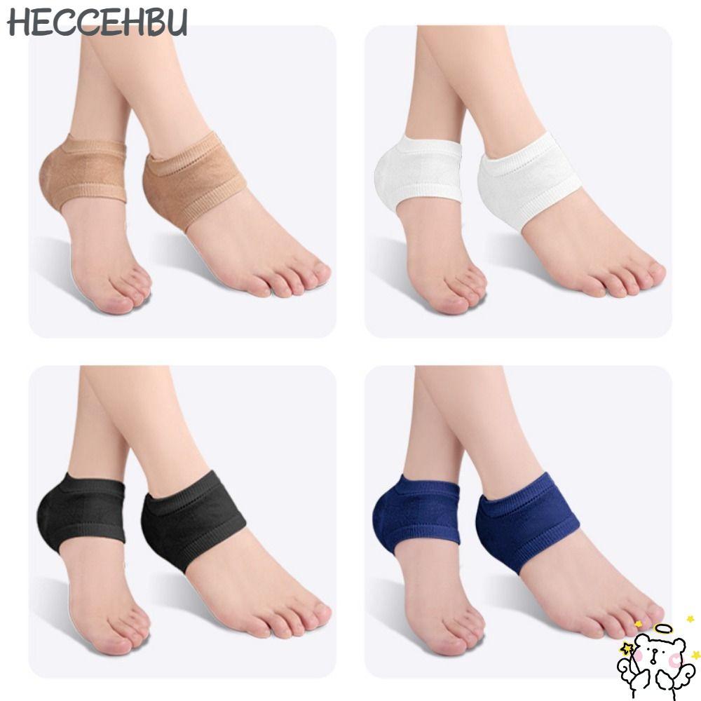 HECCEH31 ฝาครอบป้องกันส้นเท้า, ซิลิโคนป้องกันการแตกร้าว Plantar Fasciitis ส้นถุงเท้า, คุณภาพสูง Fasciitis สนับสนุน Moisturizing โพลีเอสเตอร์เจลส้นป้องกันส้น