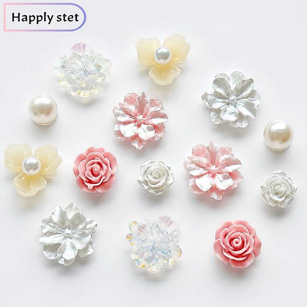 Happystep 14ชิ้น/J1ดอกไม้แบบเงาวาว ***เฉพาะตัวติด(พร้อมส่ง) จิ๊บบิท ตัวติดรองเท้า ชุดตกแต่งรองเท้า