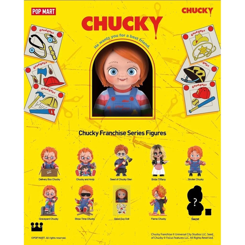 POPMART Chucky Franchise Series Figures กล่องของขวัญของเล่นกล่องตาบอด