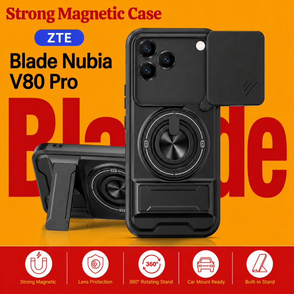 🔥เหมาะสําหรับ ZTE Blade Nubia V80 Pro V80 Design Vita 4G เคสโทรศัพท์แม่เหล็กที่แข็งแกร่ง 360° ที่วางขาตั้งแหวน รถ เมานต์ กล้องป้องกันกันกระแทกฝาครอบป้องกัน