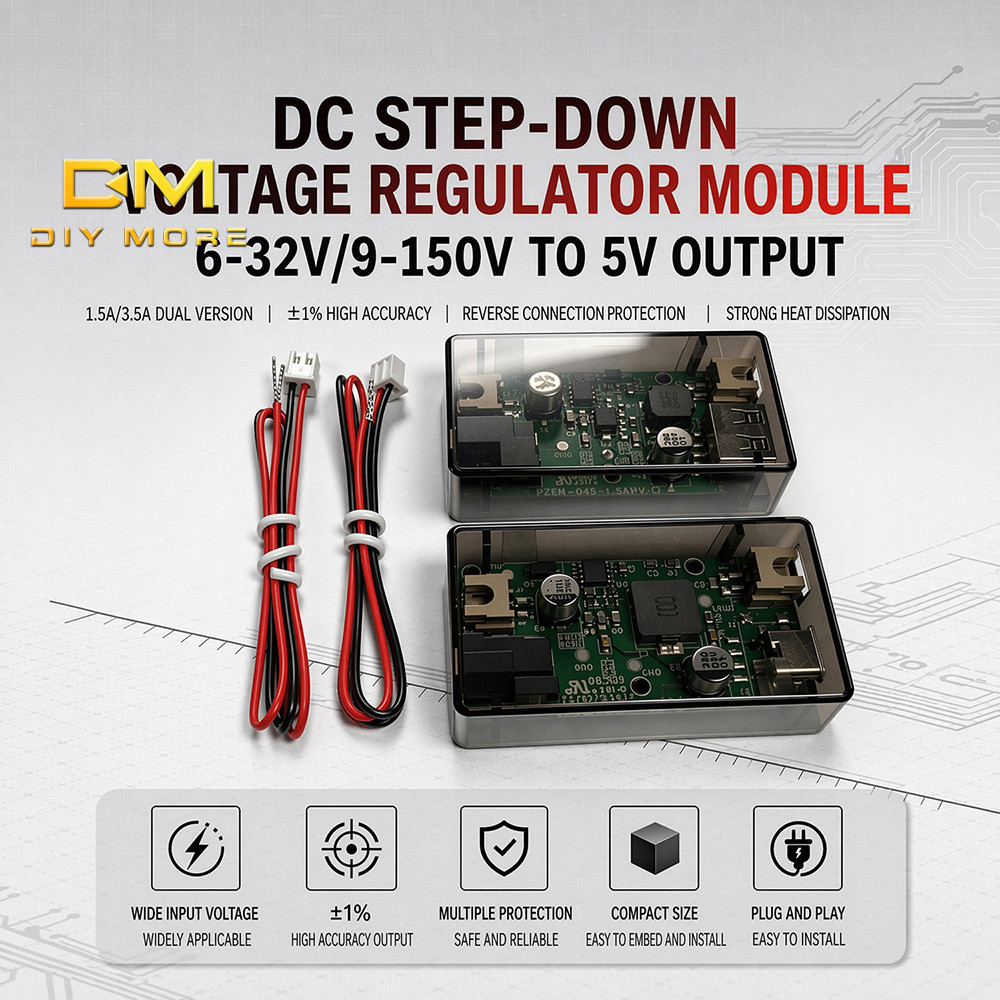 DIYMORE DC 9–150V to DC 5V Step-Down Power Supply Module, DC Regulated Power Supply Module, ยานยนต์แ