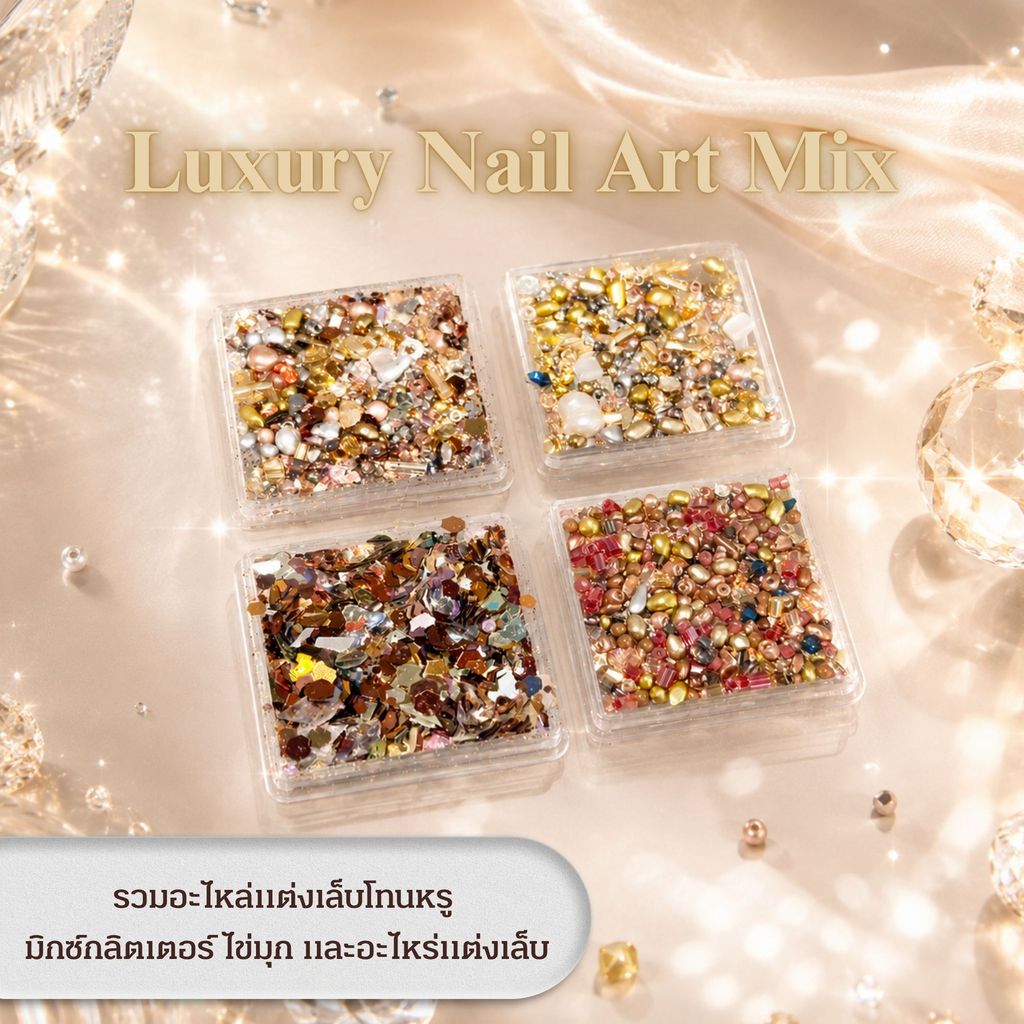 Luxury Nail Art Mix ชุดตกแต่งเล็บหรูหรา มีสีสันหลากหลาย ใช้สำหรับงานศิลปะเล็บ