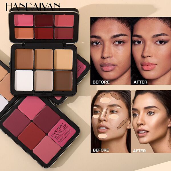 | บลัชลากลาส | ♥Cross-Border 12 สีกล่องดีบุก Blush Palette handaiyan แต่งหน้า High Gloss Contouring 