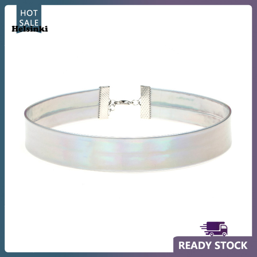 HLS สีสัน Holographic Choker Collar สร้อยคอเลเซอร์ Punk เครื่องประดับ Charm Lady ของขวัญ