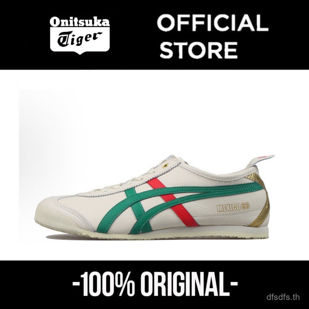 Original MEXICO 66 สําหรับผู้ชายสีขาวสีเขียวสีแดงรองเท้าบอร์ด