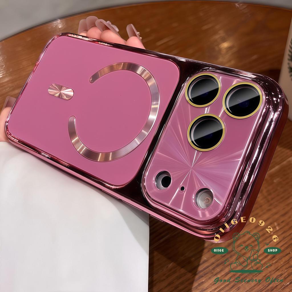 ชุบผิวสัมผัสแม่เหล็กเคสโทรศัพท์ iphone16 Pro Max 15 14 13 12 เคสสําหรับเคส iPhone ซิลิโคนนิ่ม TPU กันกระแทก