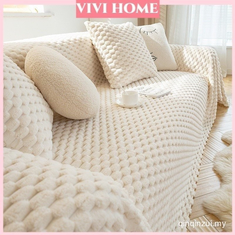 Thicken Plush โซฟาเบาะ Universal โซฟาผ้าเช็ดตัวสําหรับ 1 2 3 4 ที่นั่ง L รูปร่างลื่นทนโซฟาสําหรับห้อ