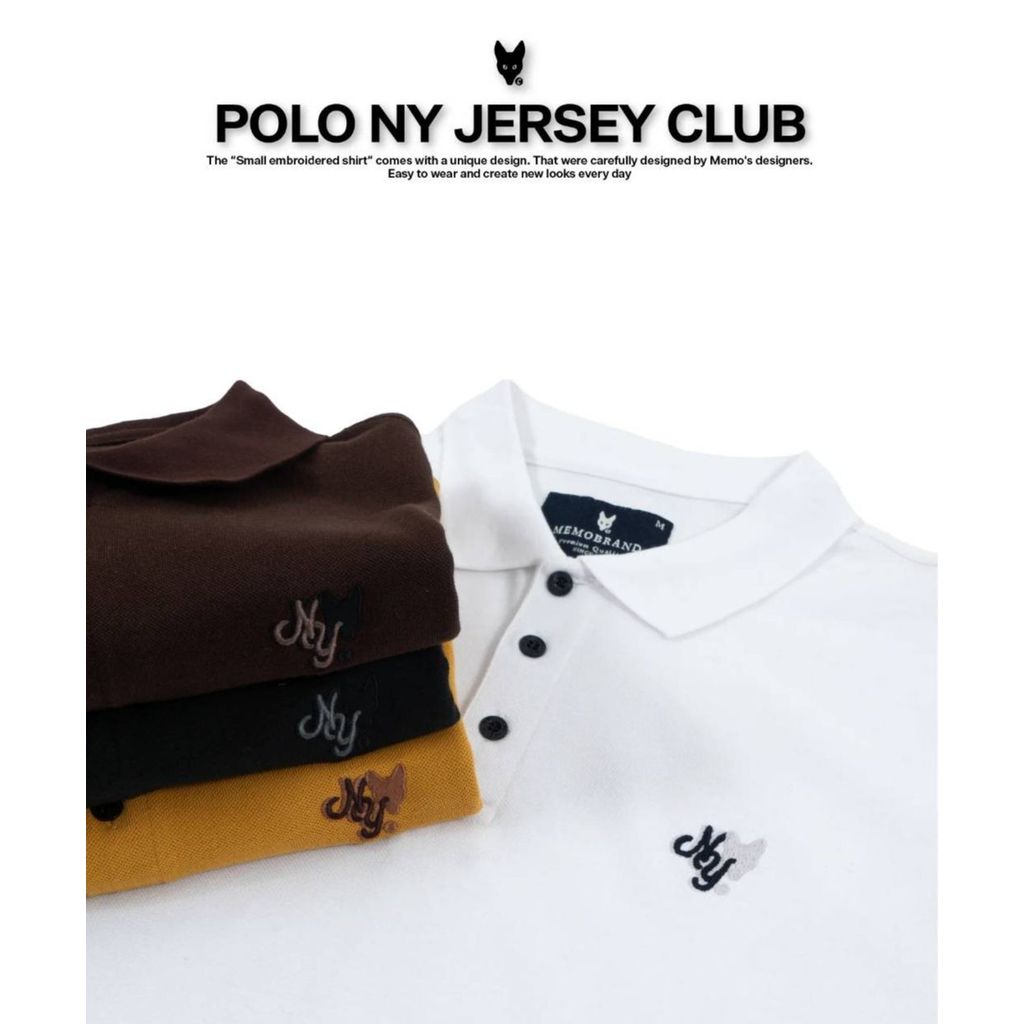 AEIOU เสื้อโปโล-คอปกธรรมดา Memo รุ่น BASIC WAVE แขนลาย & แขนธรรมดา NY ลิขสิทธิ์แท้ ไซส์ S,M,L,XL,XXL