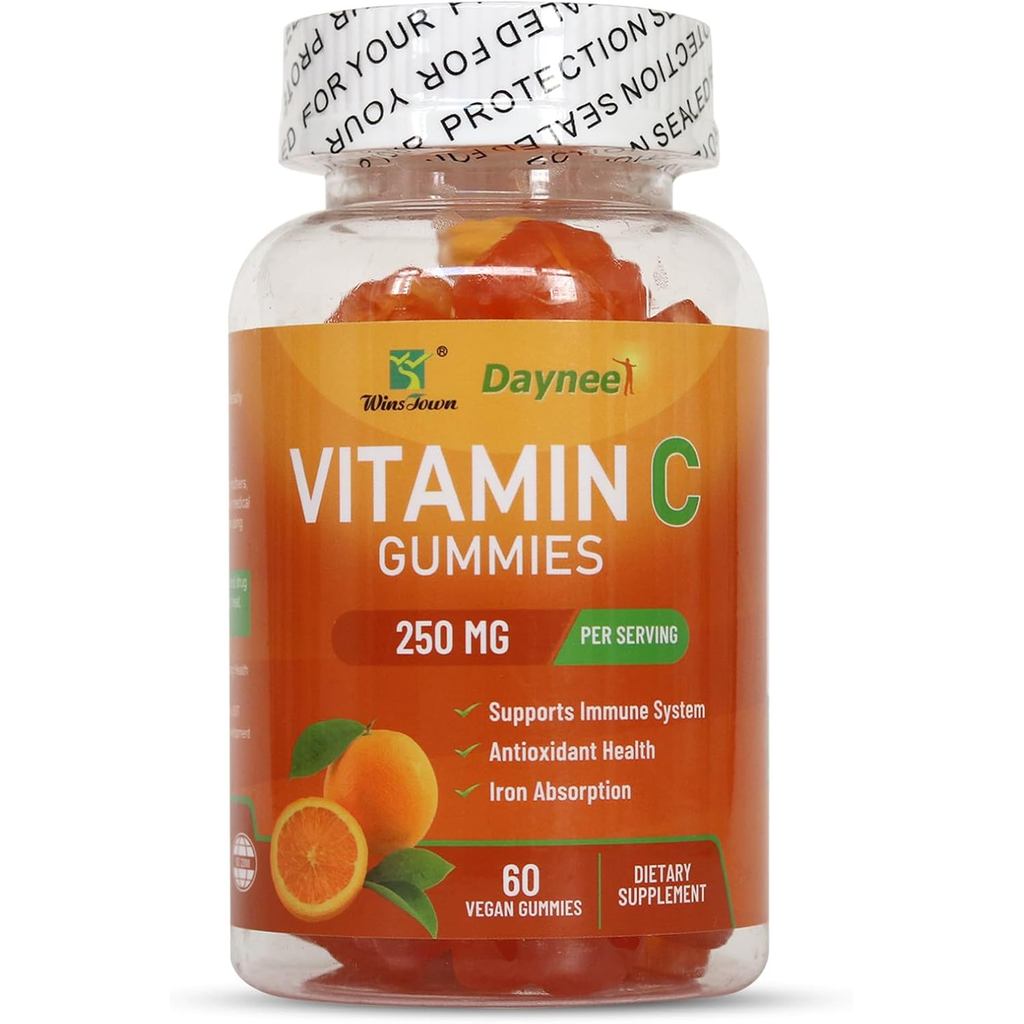 กัมมี่วิตามินซี 250มก. รองรับภูมิคุ้มกันและสารต้านอนุมูลอิสระ 60 Ct | อาหารเสริมรสส้มสําหรับผู้ใหญ่ 