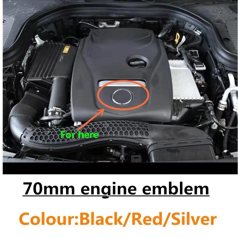70 มม.รถจัดแต่งทรงผมเครื่องยนต์โลโก้ Decor Hood สติกเกอร์สัญลักษณ์สําหรับ Mercedes Benz W203 W204 W2