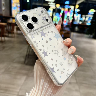 Ốp Lưng IPhone 13 15 11 17 16 12 14 ProMax Nền sao trái tim tông nhạt 7 8Plus XR X XS Max