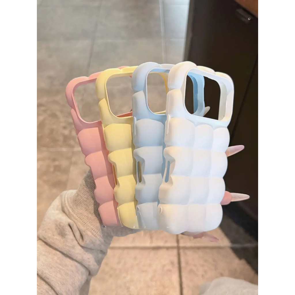 เคสโทรศัพท์เต้าหู้หมักสีขาวซิลิโคนสร้างสรรค์สําหรับ iPhone 17 Pro Max / 16 / 15 Pro Max - iPhone 17 