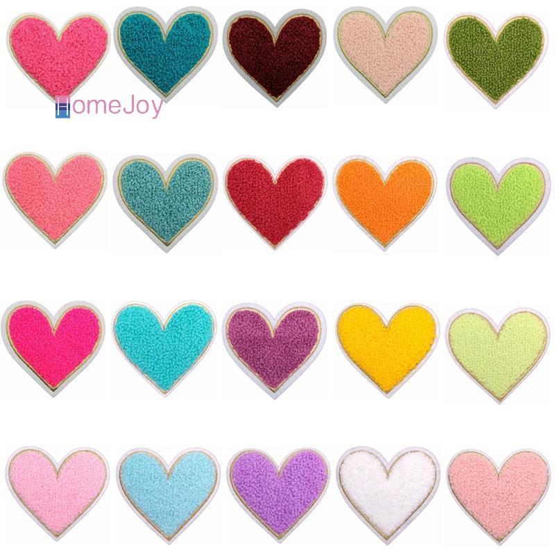 [HomeJoy-t] Iron On Heart เย็บปักถักร้อยแพทช์หลายสี Soft Fluffy ผ้าขนหนูสําหรับ DIY Craft เสื้อผ้ากา