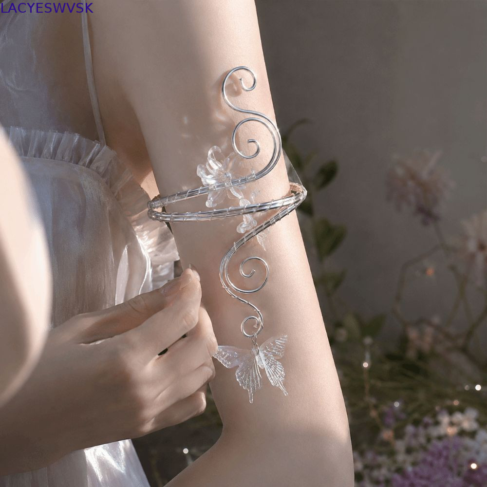 LACYSWVSK Arm Bracelet, Hand Wire Wrap Hollow Out Iris Flower Bracelet, Adjustable Open Bracelet But
