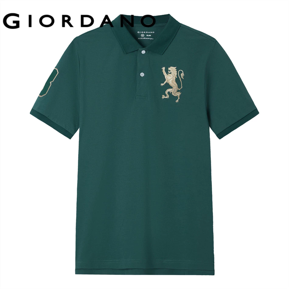 GIORDANO เสื้อโปโลผู้ชาย Men's Slim 3D Lion Polo 01016222
