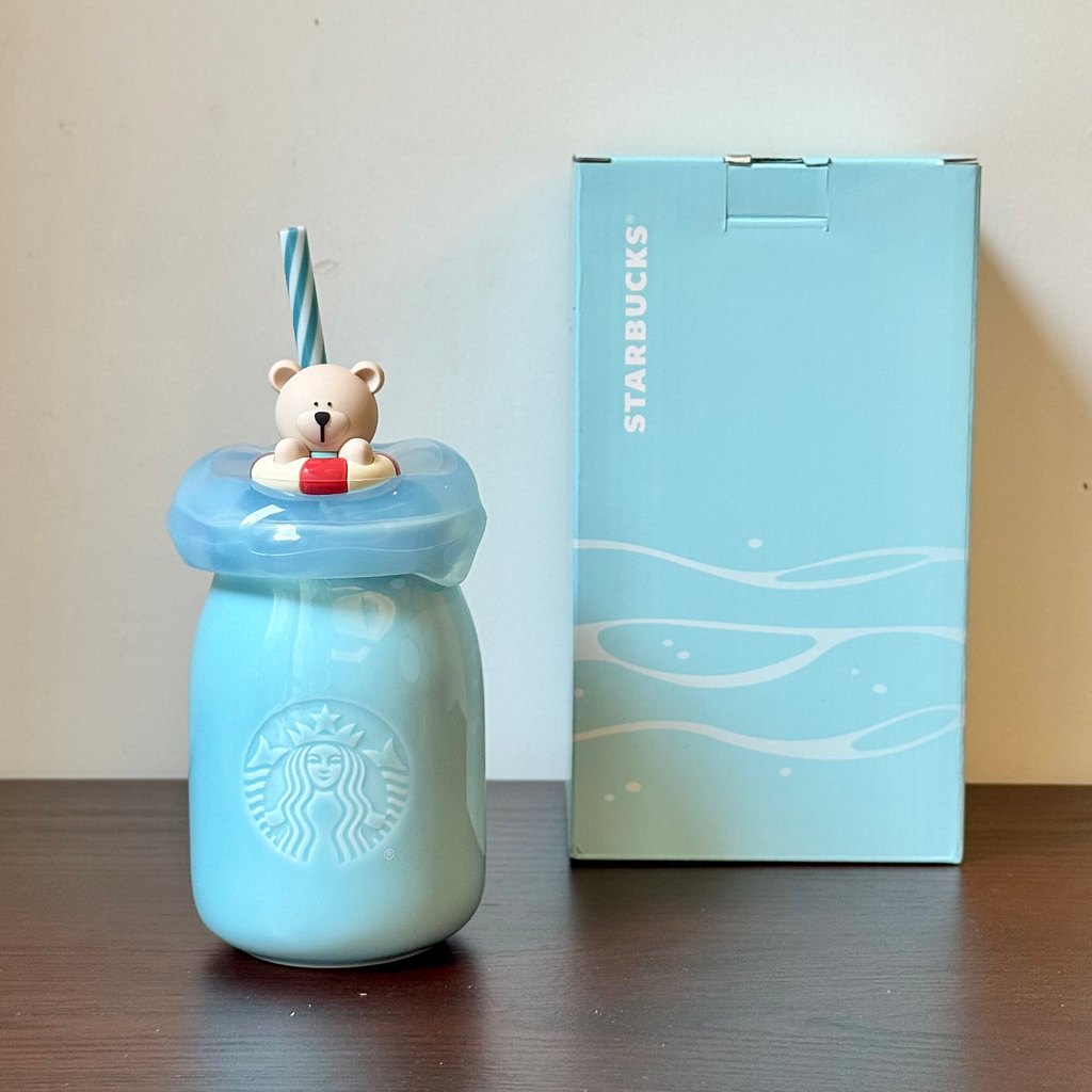 Starbucks Cup 2025 Happy Yi Fresh Milk Bottle Shape Ceramic Mug ถ้วยน้ําฟางมูลค่าสูง#星巴克杯子2025快乐怡小清新