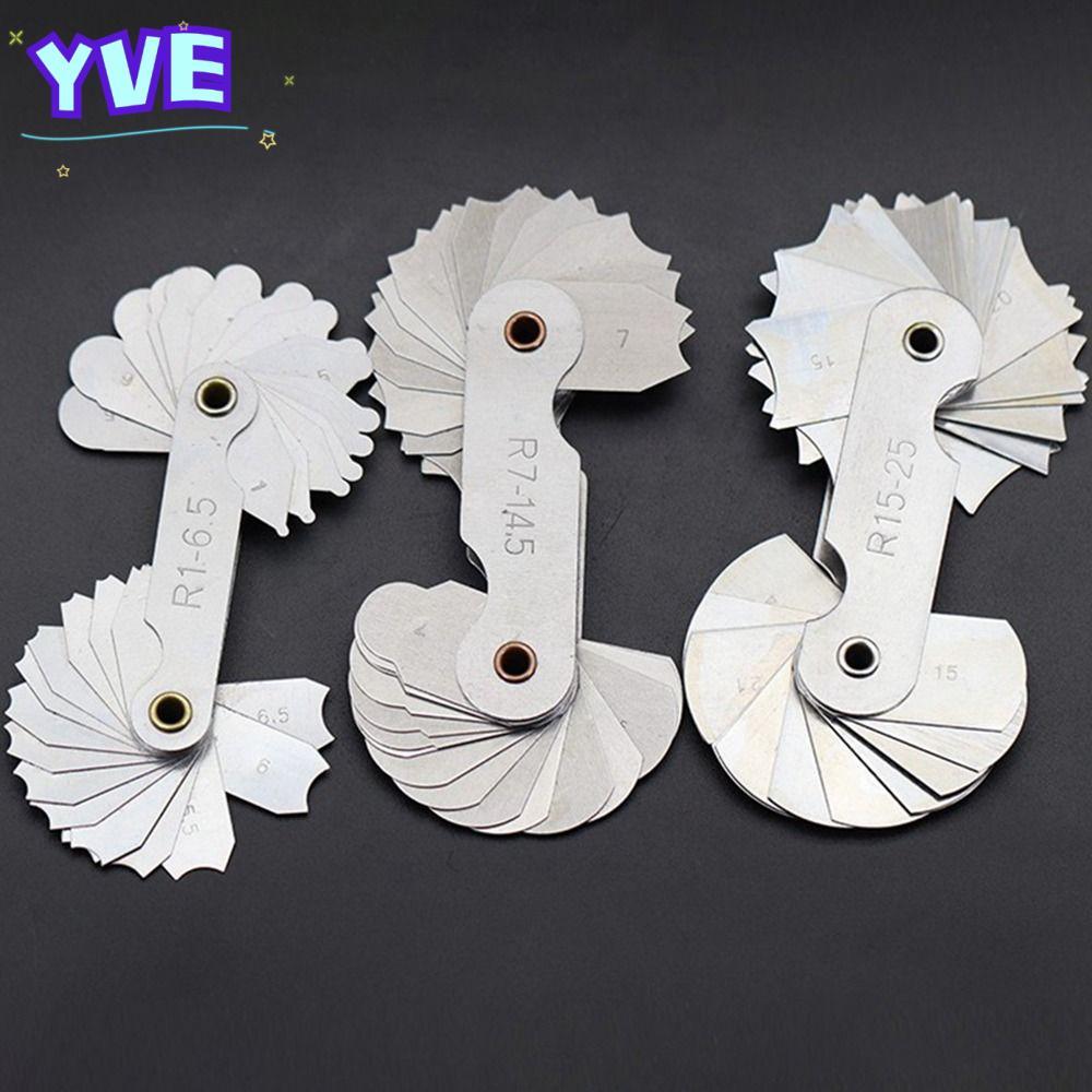 YVE 16 ชิ้น/เซ็ต Radius Gauge วัด Gage Radius Fillet Gauge สแตนเลสตัวอย่าง R Gauge