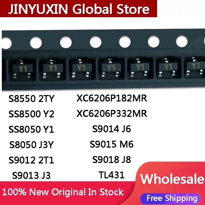 50PCS S8550 2TY SS8500 Y2 SS8050 Y1 S8050 J3Y S9012 2T1 S9013 J3 S9014 J6 S9015 M6 S9018 J8 TL431 XC