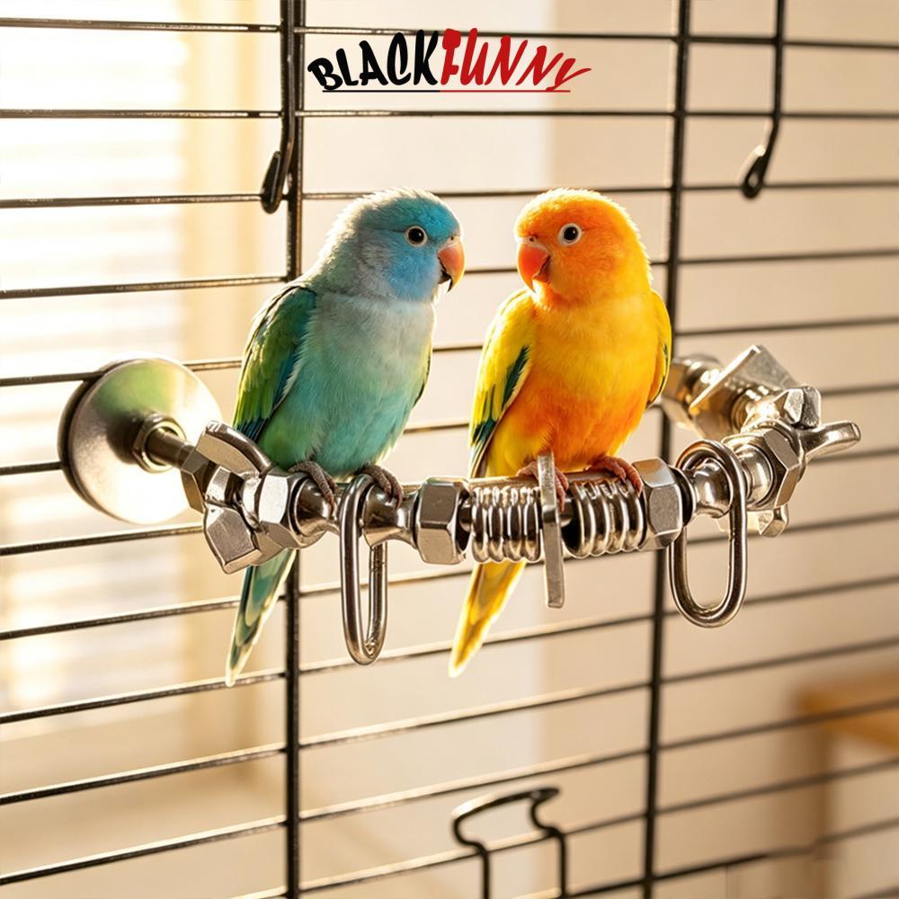 BLACKFUNNY สแตนเลส Bird Perch Stand Anti Bite Chew ของเล่น Bird Cage Display Bar Interactive Gnawing