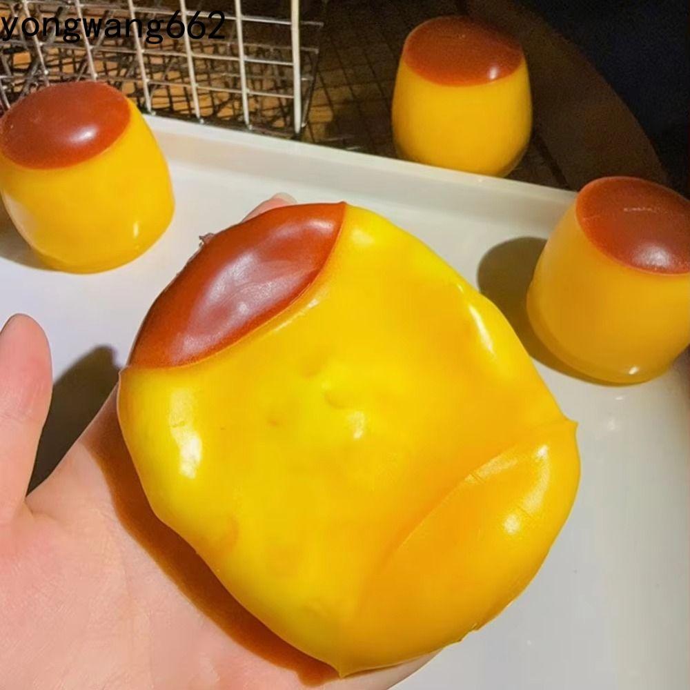 NORYX Pudding Handmade Ball, Caramel Food Shaped Squeeze Ball, Fidget Fun Release Crispy Sound Pinch