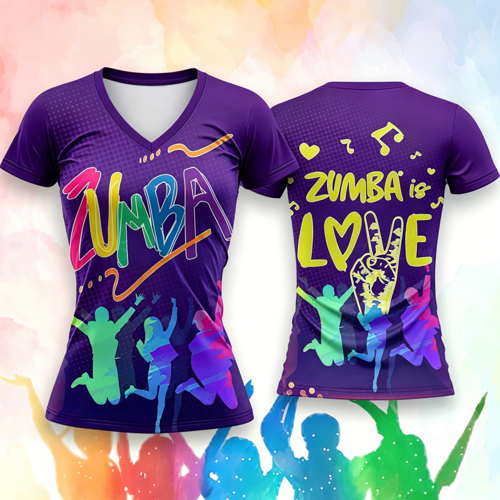 Zumba เสื้อยืดผู้หญิง V คอ Breathable Quick-Drying แขนสั้น Zumba ชุดฟิตเนสเต้นรําเสื้อกันหนาว Dry Fi