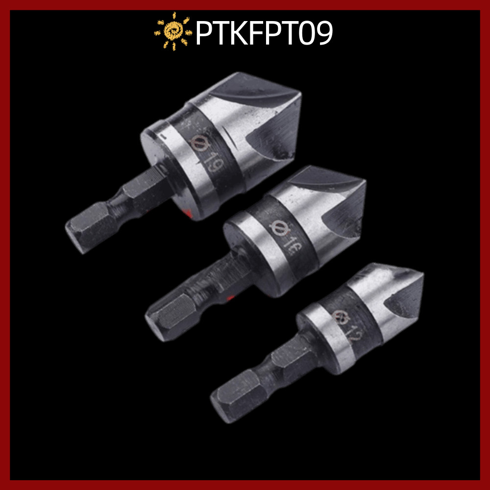 PTKFPT09 3 ชิ้น Countersink เจาะ Bit, Hex Shank 1/4 นิ้ว Shank Chamfer เจาะ Bit, ทนทาน 90 องศามุม 5 