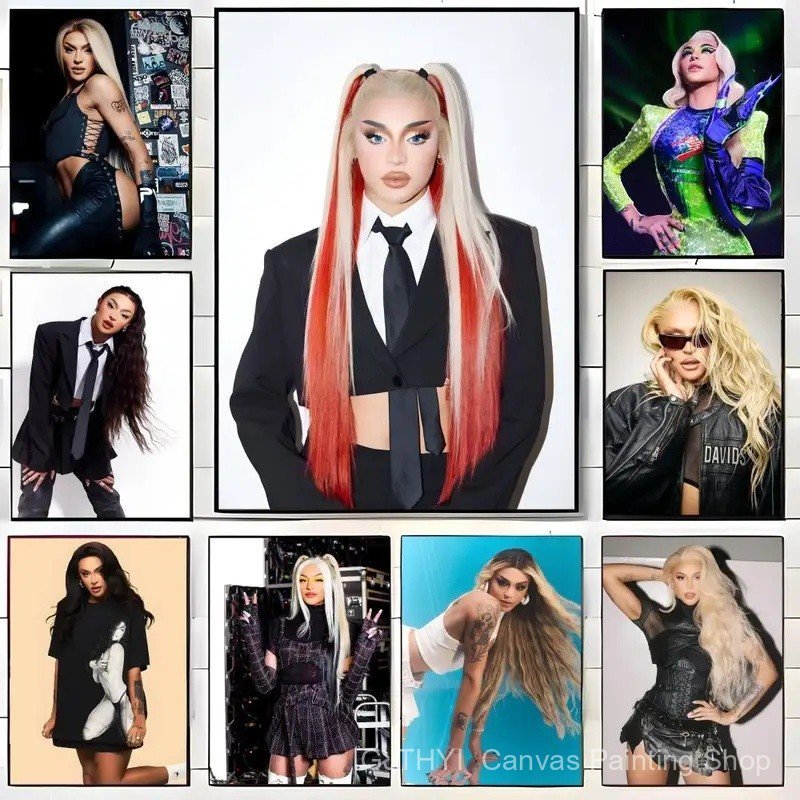 SGXK นักร้อง P-Pabllo Vittar โปสเตอร์ Self-กาว Art กันน้ํากระดาษสติกเกอร์กาแฟ House Bar Room Wall De