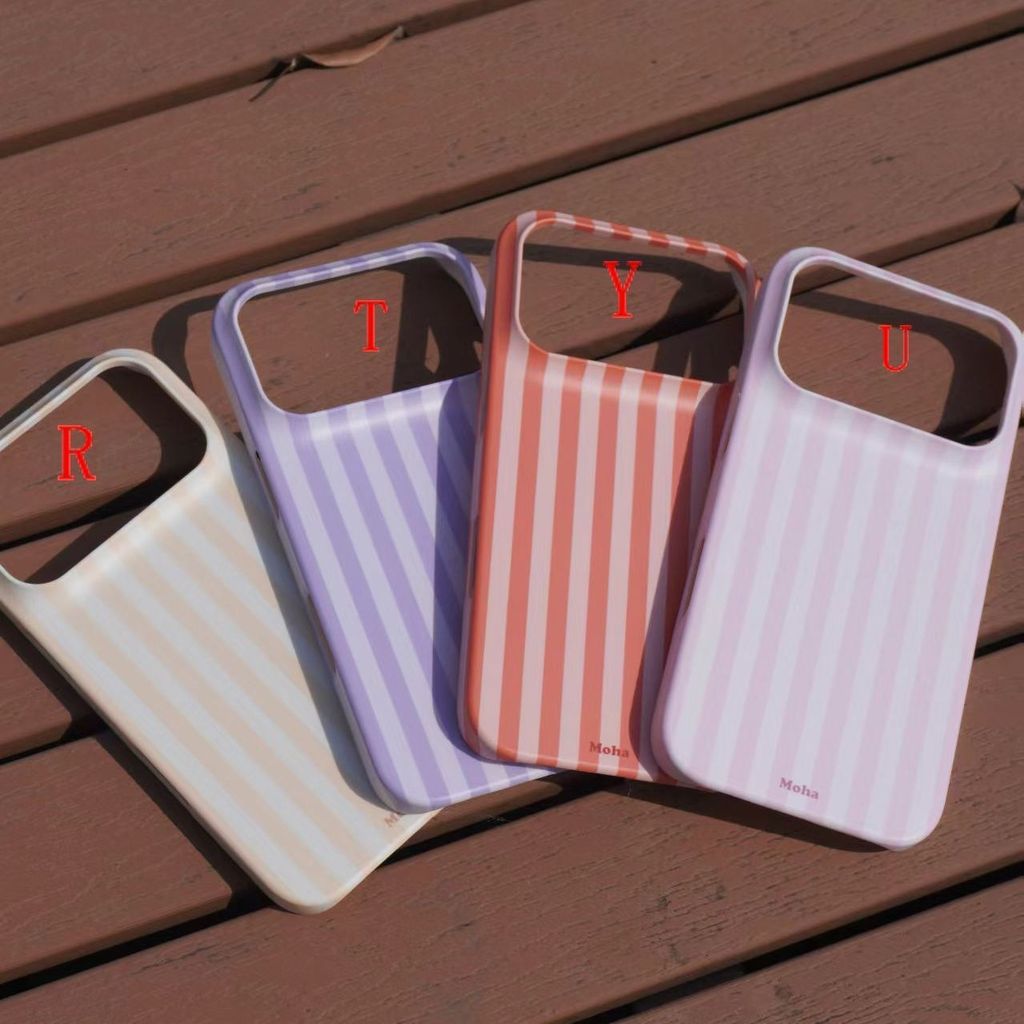 เคสโทรศัพท์เหมาะสําหรับ iPhon X XS XR XSMAX 11 12 13 14 15 16 17 Pro max Plus Air Simple Striped Sho
