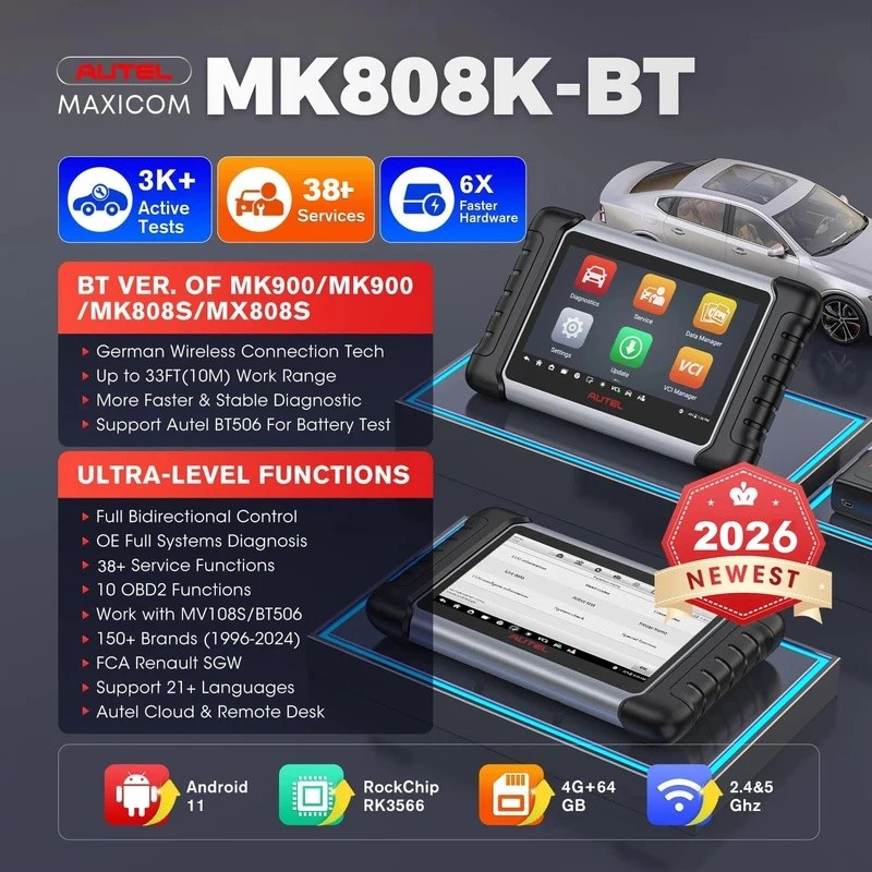 ICHA Autel MK808KBT Pro MK808K-BT เครื่องมือวินิจฉัย Bi-directional OBD2 เครื่องสแกนเนอร์รหัส Reader