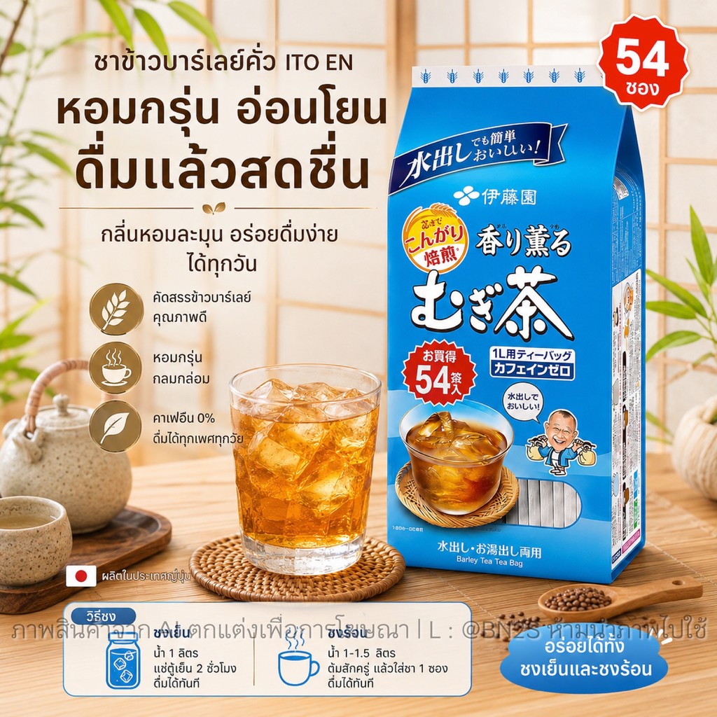 ชาข้าวบาร์เลย์ Itoen แท้ 100% ชนิดถุงแช่ ชงร้อน/เย็นได้ บรรจุ 54 ซอง หอม อร่อย มีประโยชน์ ส่งในไทย ส