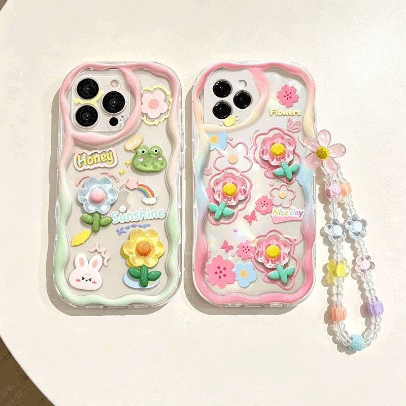 3D สีดอกไม้สําหรับ VOVO V70 FE T50 Pro Y31D Y05 V60 V50 Lite Y31 Y400 Pro Y04 V40 Lite V30E 5G น่ารั
