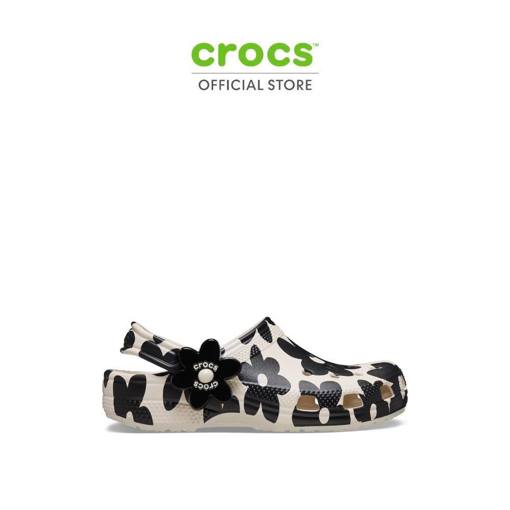 CROCS รองเท้าลำลองเด็ก CLASSIC POP PETALS CLOG - SUMMIT WHITE/BLACK