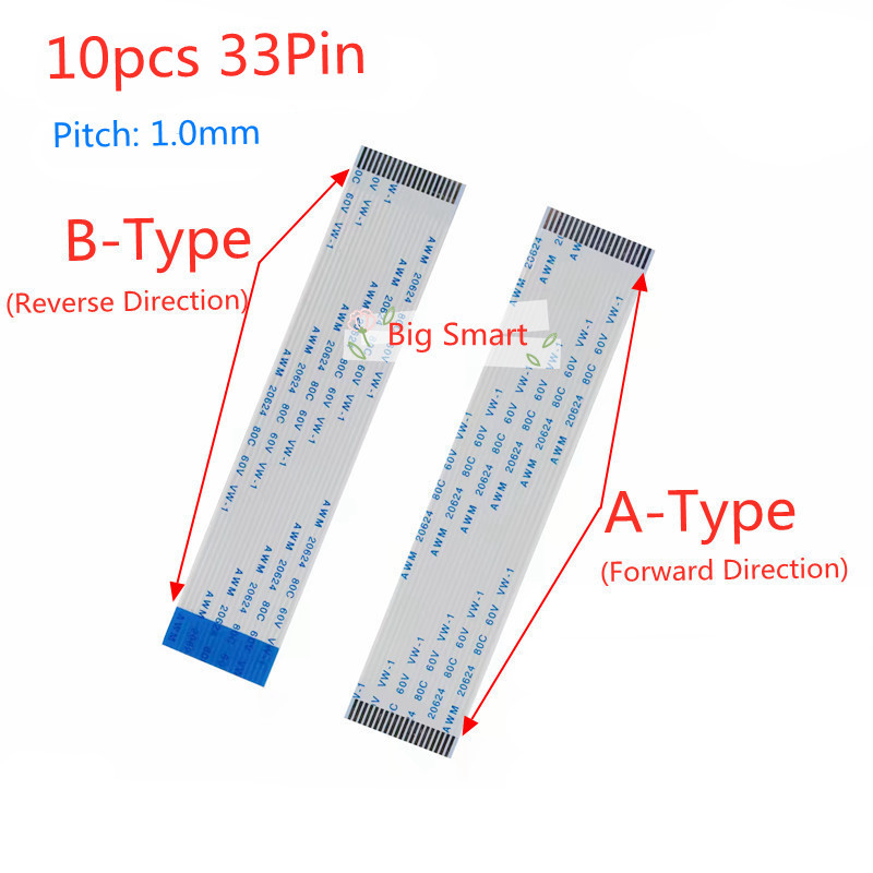 10pcs 33 pin Pitch: 1.0 มม.FFC FPC ริบบิ้นยืดหยุ่นแบนสาย LCD 33 P 60V 33P ไปข้างหน้าทิศทางย้อนกลับ 3
