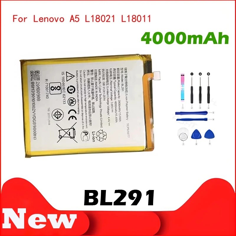 ที่เชื่อถือได้ power แหล่งแบตเตอรี่โทรศัพท์ 3.85V BL291 สําหรับ Lenovo A5 L18021 L18011 4000mAh