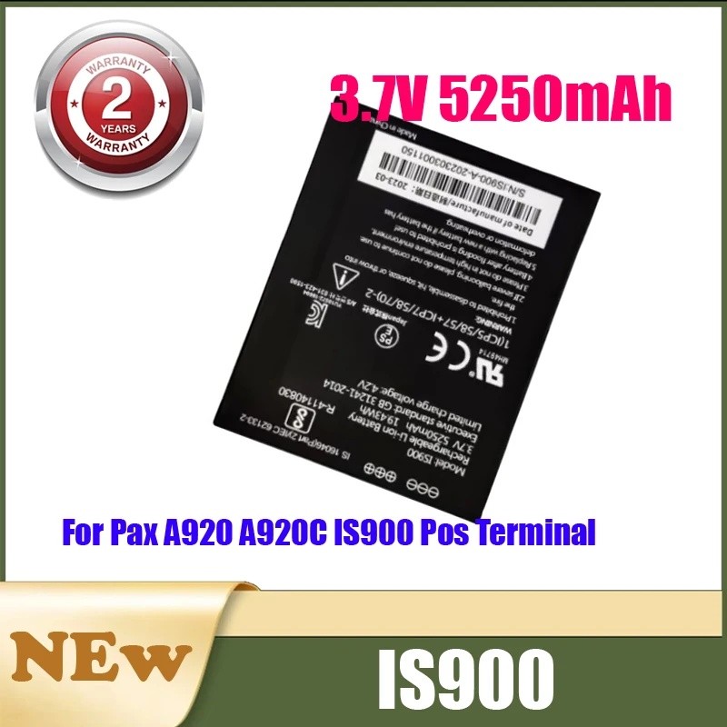 แบตเตอรี่สําหรับ Pax A920 A920C IS900 Pos Terminal IS900 3.7V 5250mAh