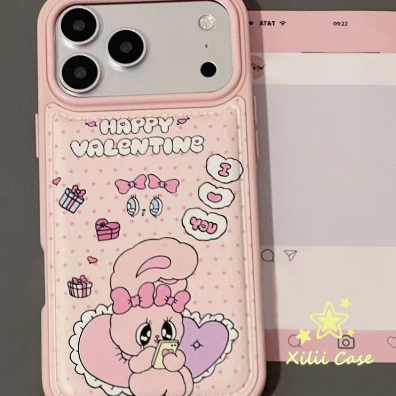 รูใหญ่พองลม ลายโบว์ กระต่าย น่ารัก เคส สำหรับIPhone 16 17 15 11 AIR 13 12 14 Pro Max XR 7 16 14 15 8 Plus X XS SE