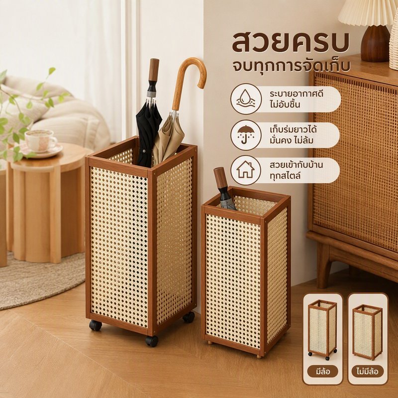 COD ที่วางร่ม ตะกร้าเก็บร่ม ตั้งพื้น ทอไผ่ สไตล์หวายเทียม ทนทาน รองน้ำ สําหรับบ้าน สํานักงาน ที่จัดเก็บร่ม