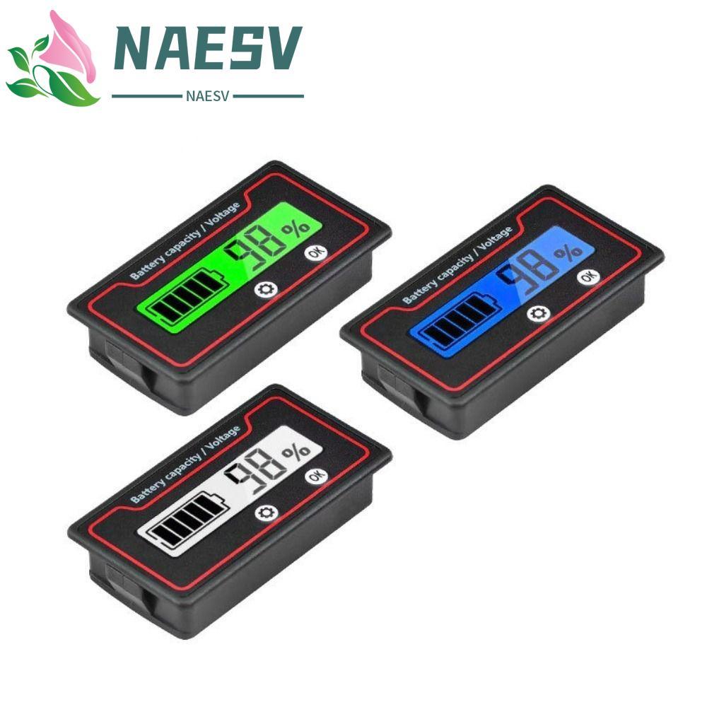 NAESV ตัวบ่งชี้ความจุแบตเตอรี่, 9-120V Universal Battery Voltmeter Tester Meter, จอแสดงผล LCD คุณภาพ