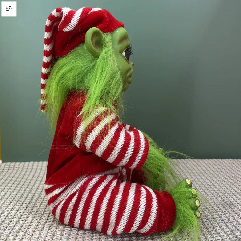 Grinch รูปเครื่องประดับตกแต่งคริสต์มาสของเล่นตุ๊กตาขนสีเขียวสําหรับตกแต่งวันหยุด