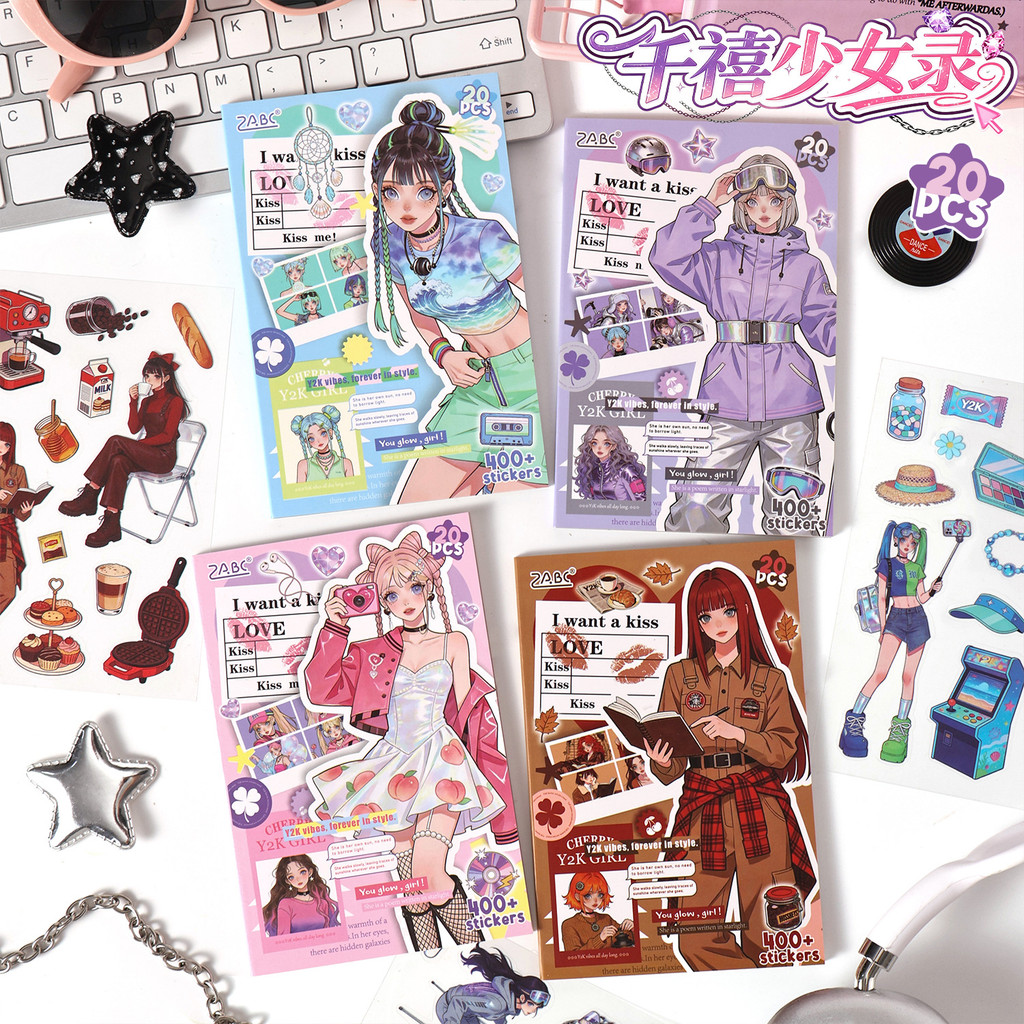 Millennium Girl Record pet Sticker Book Sweet Cool Millennium Style Handbook Material diy Girl Stick