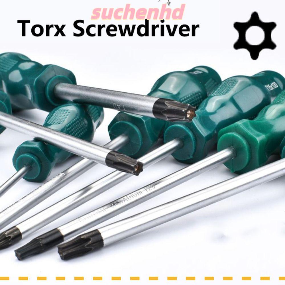 SUCHENHD Torx ไขควง,พร้อมรู 400 มม.ไขควงหกเหลี่ยมคุณภาพสูง T15 T20 T25 T30 เครื่องมือไขควงอัลเลน