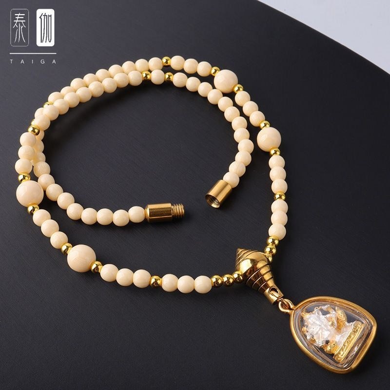 T ประเทศไทย Amulet CHAIN เลียนแบบงาช้างสร้อยคอสั้นยาว High-End ราคาแพง TEH8